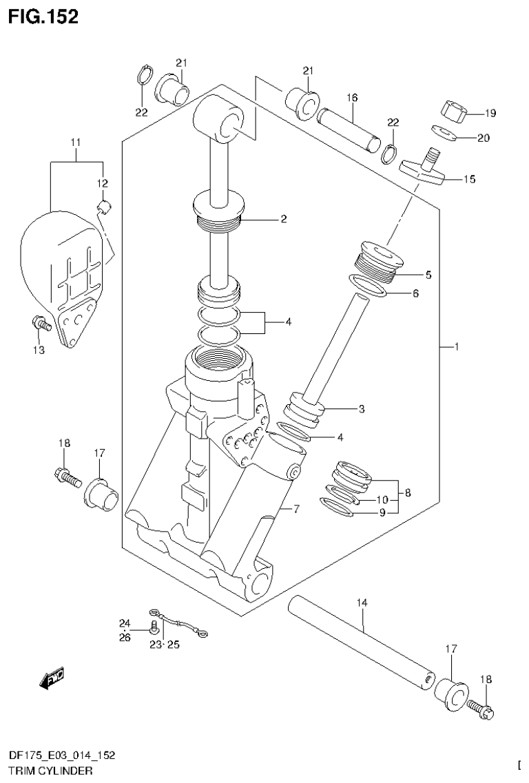 Suzuki DF175ZG TRIM CYLINDER parts diagram